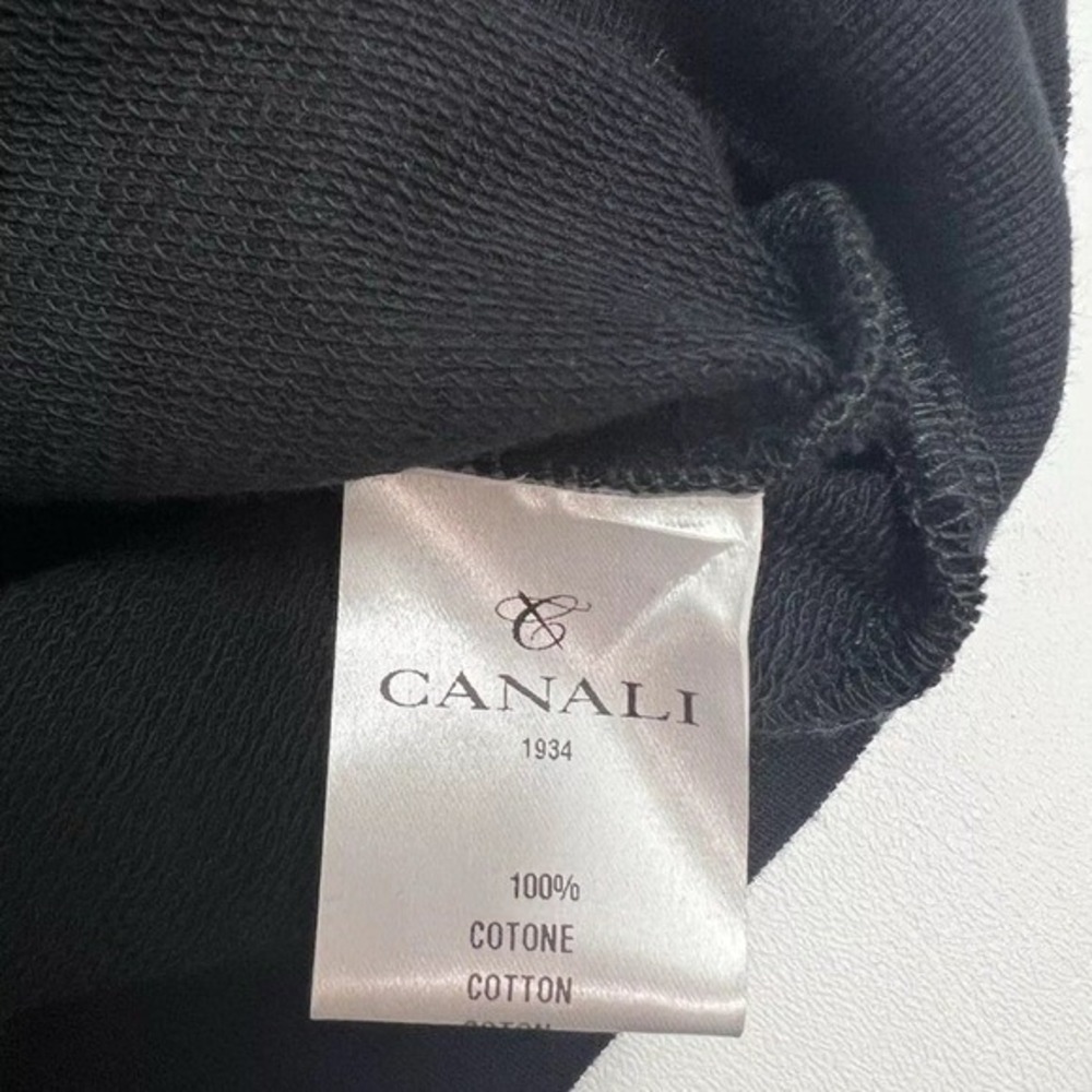 Canali Black Edition Mens Cotton Sweatshirt Graphic Patch Black Size 48 Italy - Picture 3 of 4